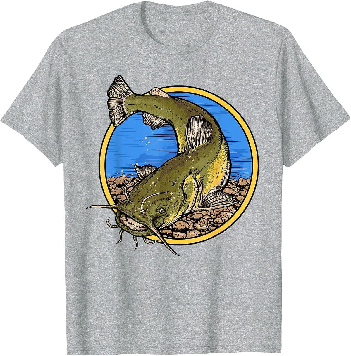 Flathead Catfish Fishing T-Shirt - Heather Grey