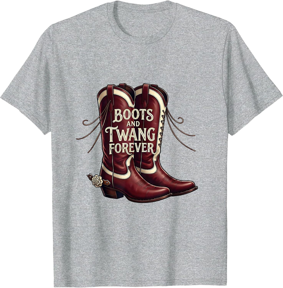 Men's Boots and Twang Forever 90s Country Design T-Shirt - Heather Grey
