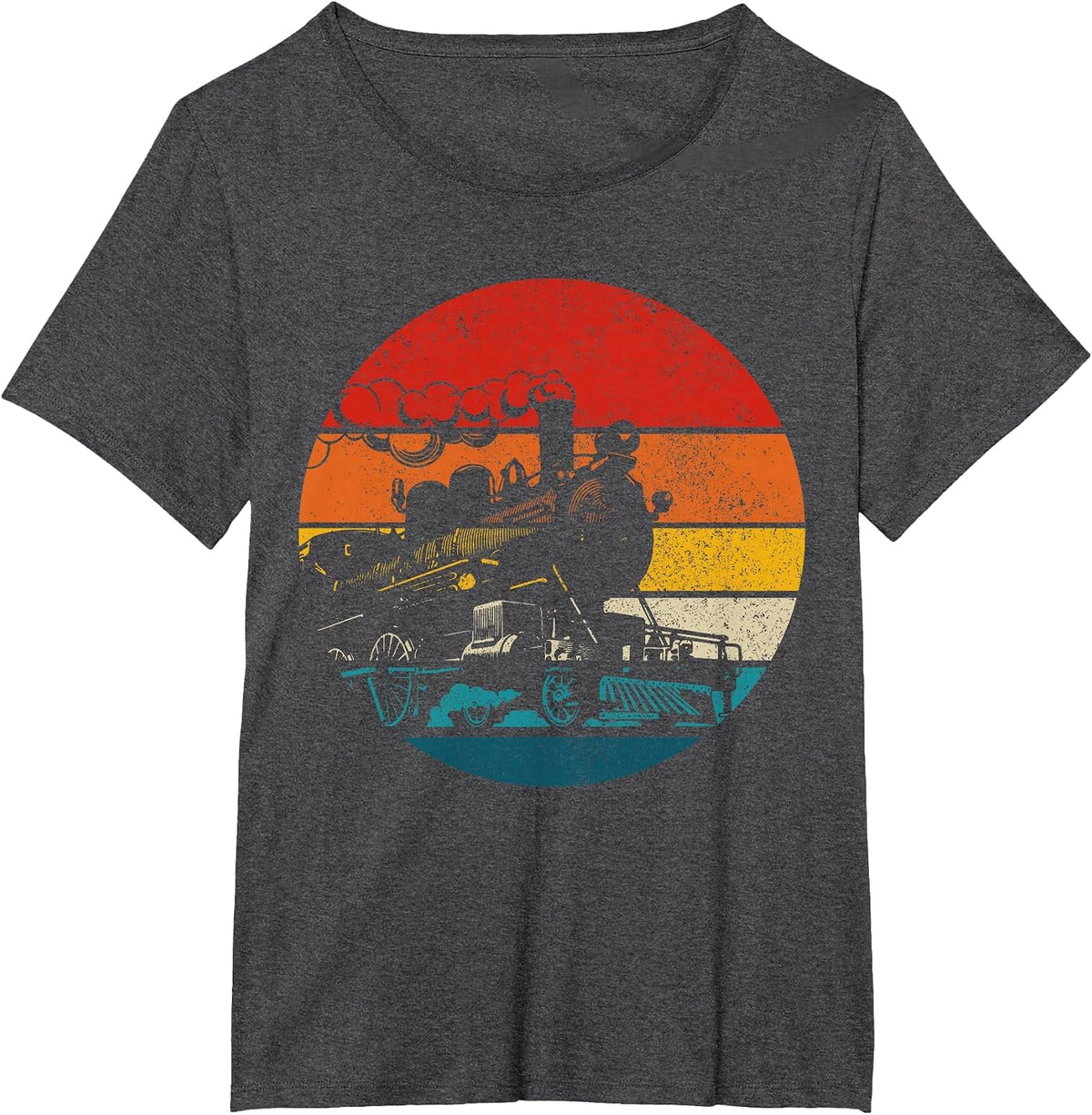Train Vintage Locomotive Model Railway Lover T-Shirt - Dark Heather Grey