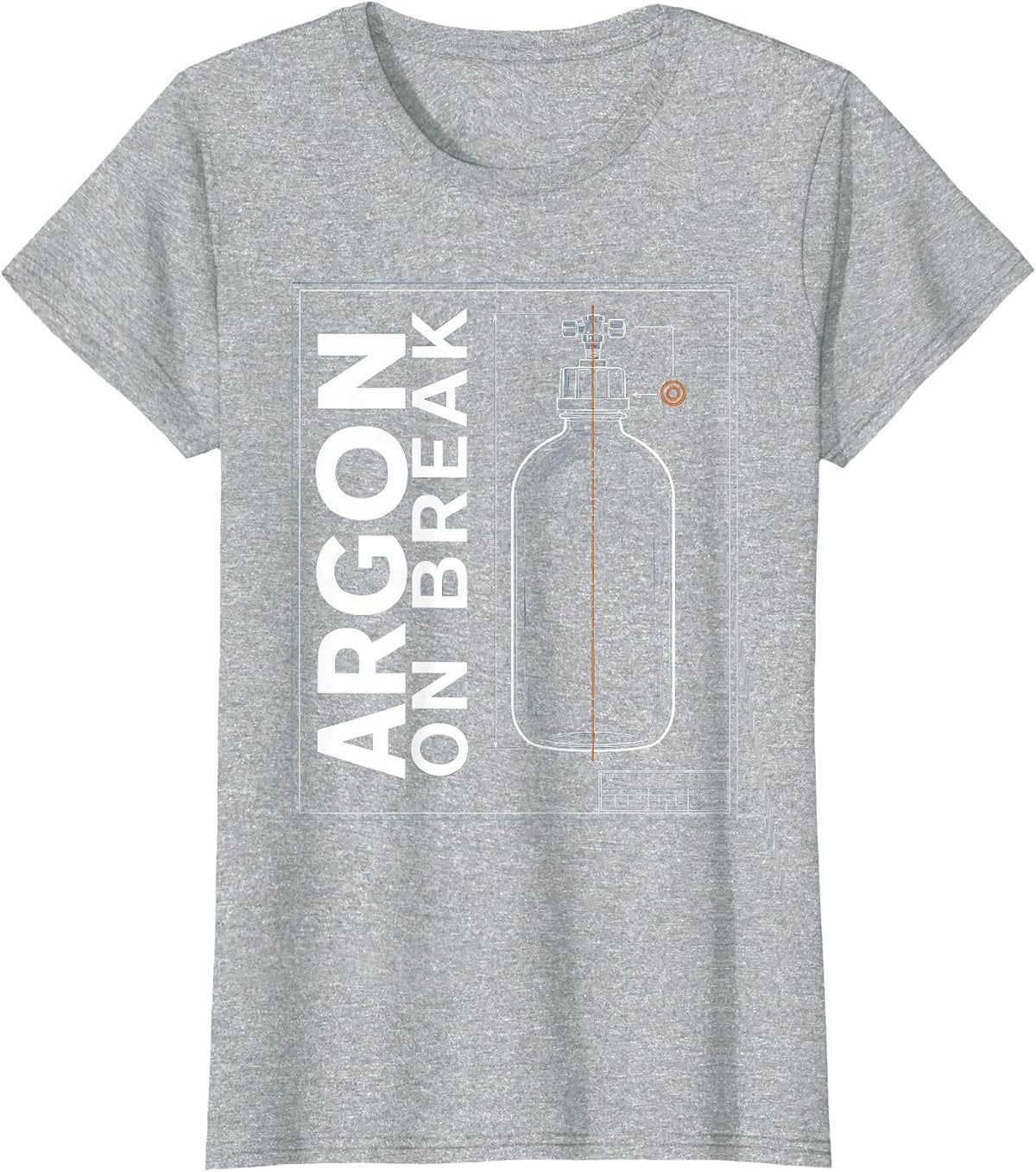 Argon On Break Technical Blueprint Welder Metal Fabricator T-Shirt - Heather Grey