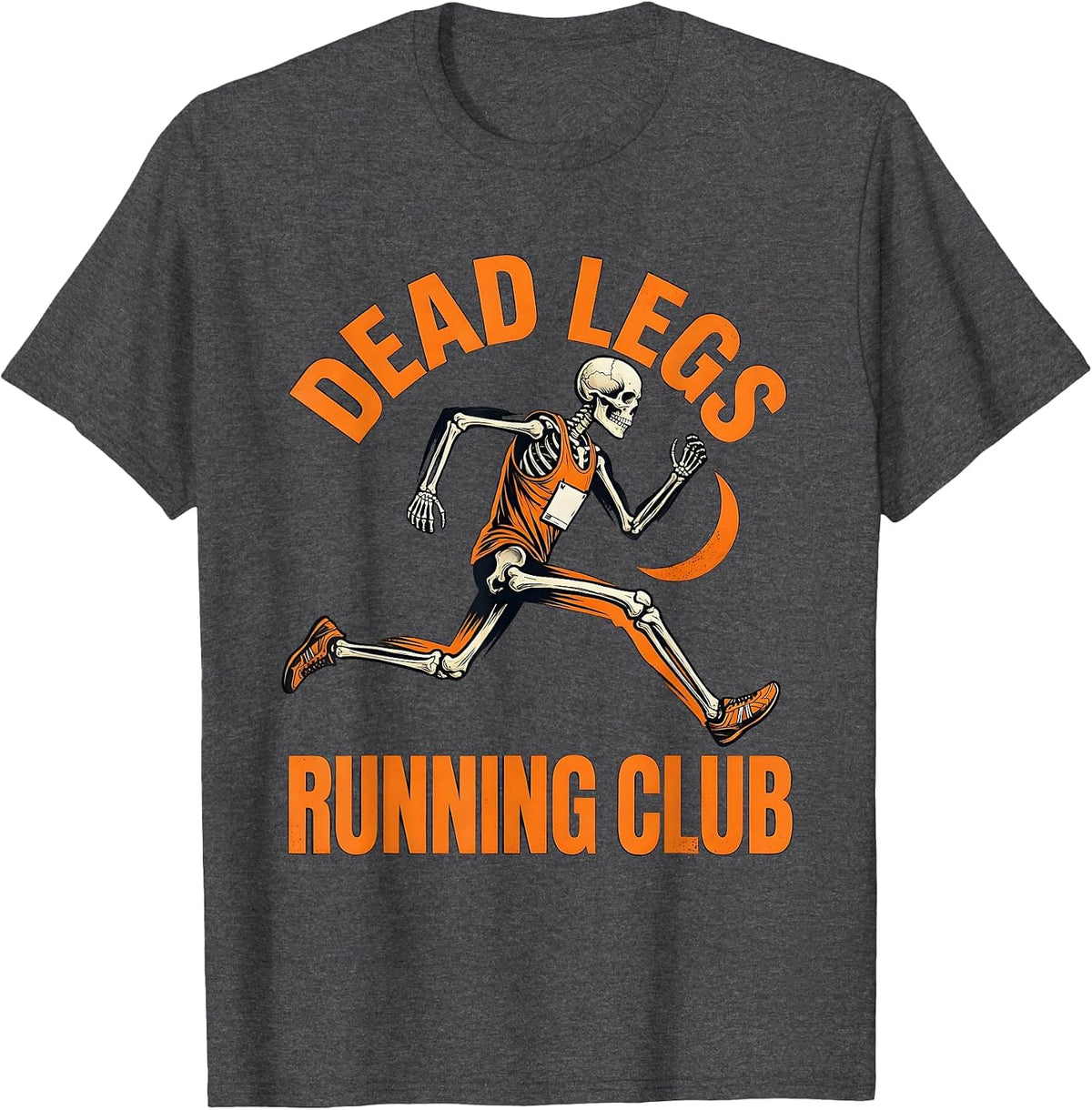 Dead Legs Running Club Funny Halloween Skeleton Runner T-Shirt - Dark Heather Grey