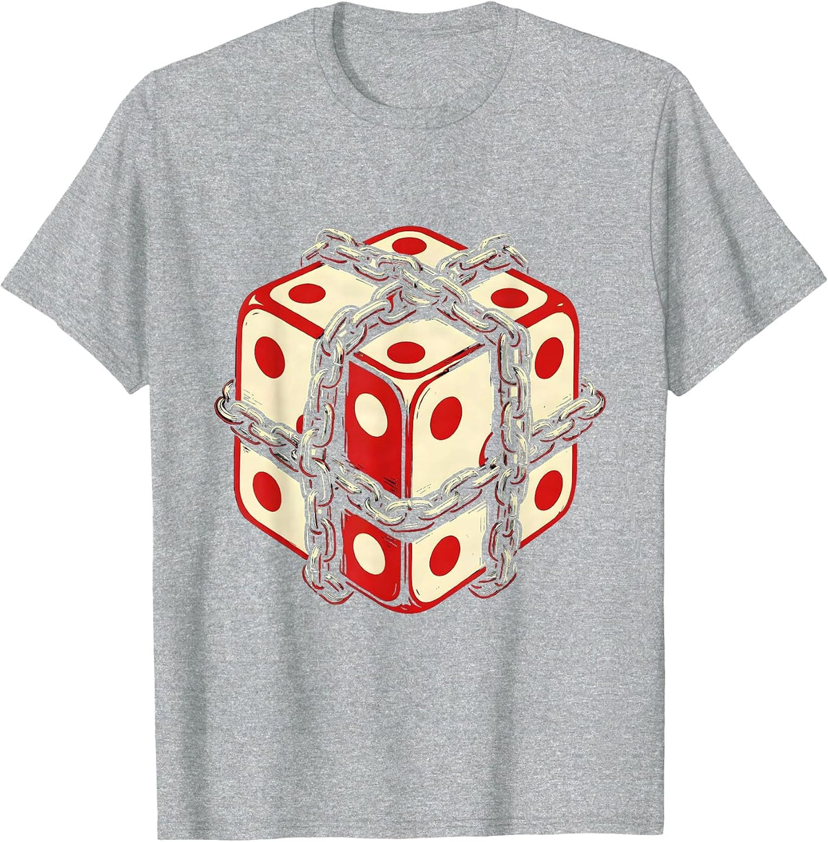 Men's Dice and Motorcycle Chain Biker Graphic T-Shirt - Heather Grey