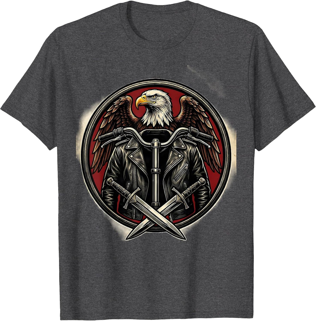 Vintage Motorcycle Jacket Graphic Tee T-Shirt - Dark Heather Grey