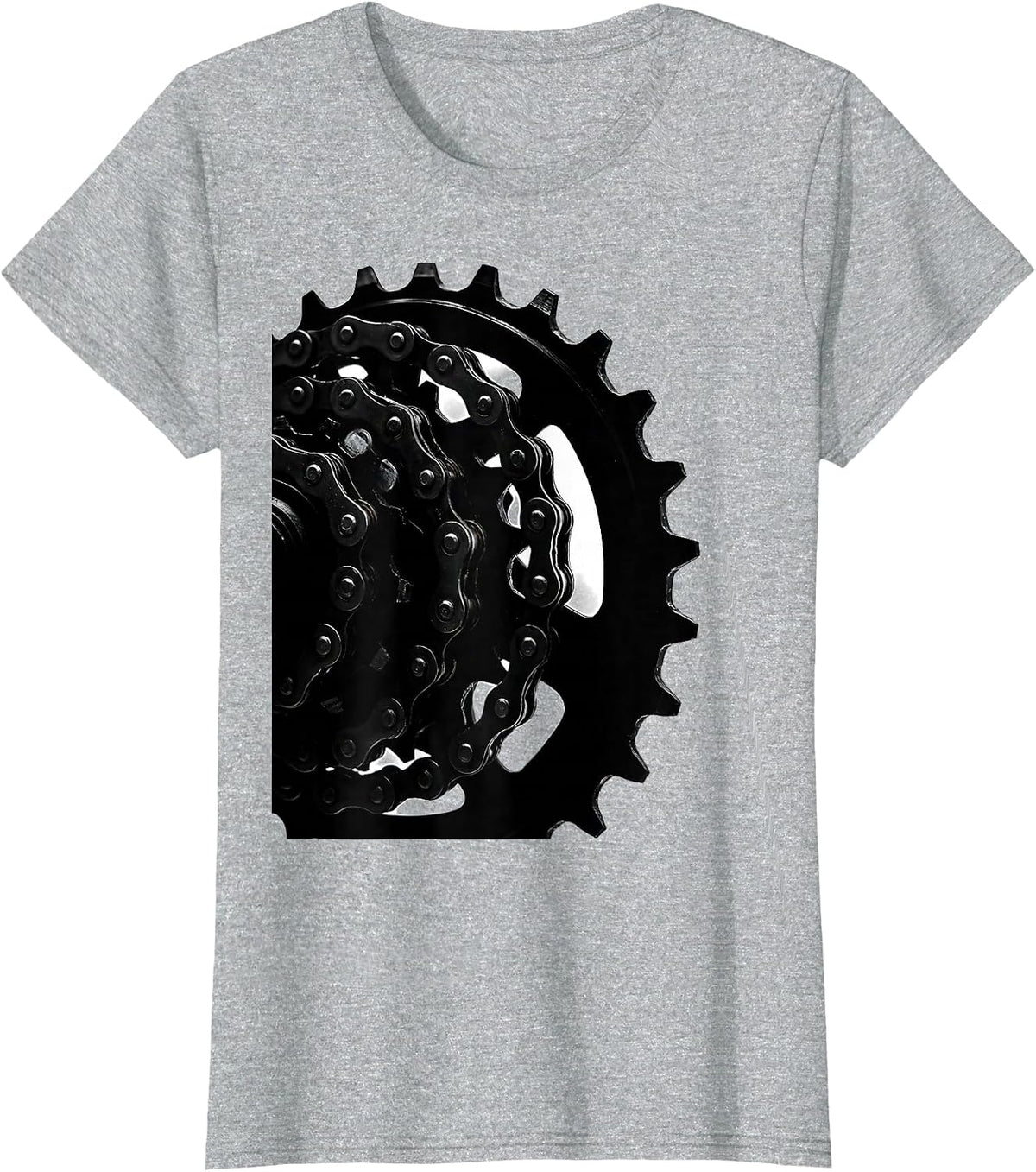 Bike Chain and Sprocket Gears Close-Up Graphic T-Shirt - Heather Grey