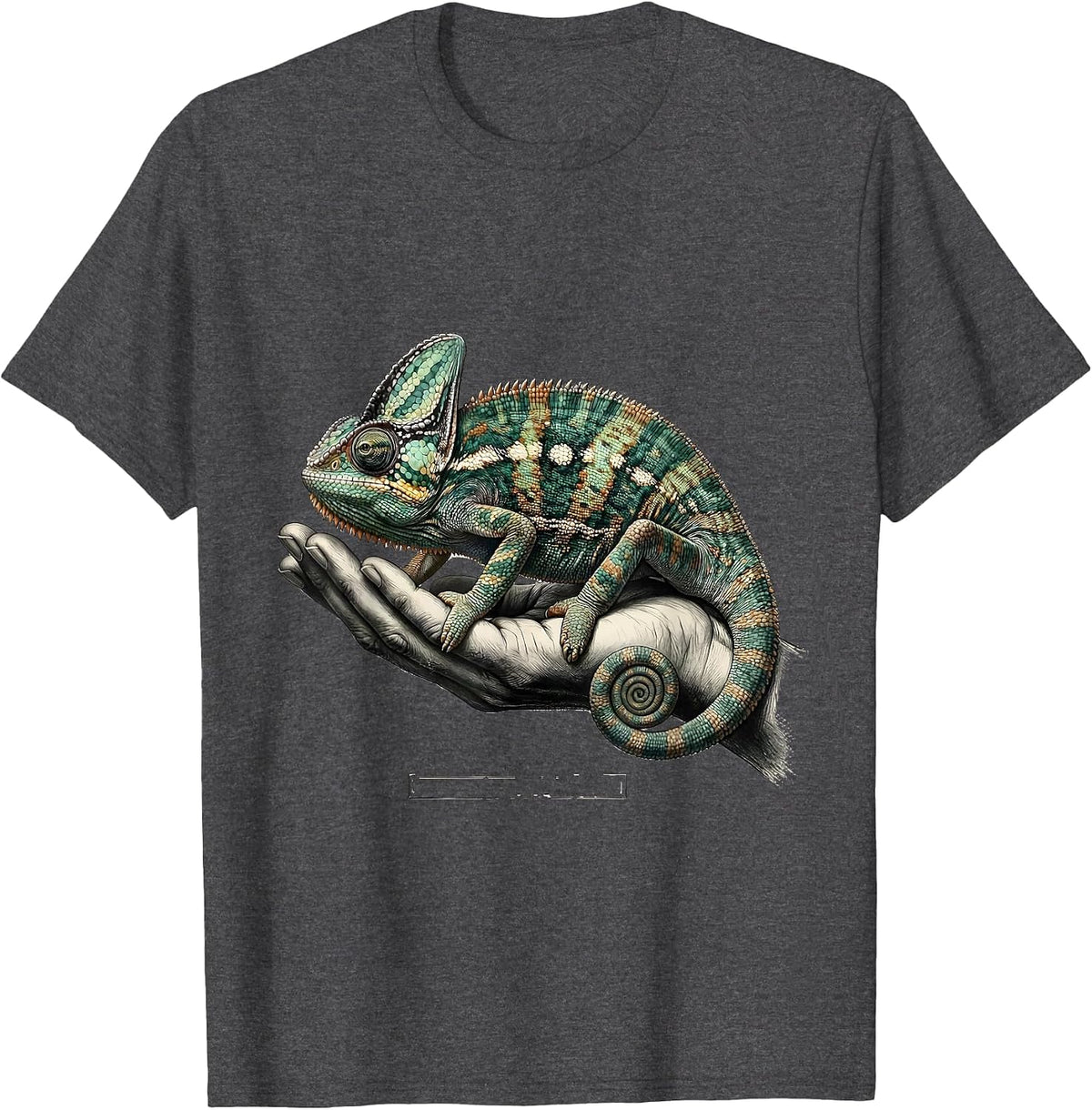Men's Crested Chameleon Botanical Pet Keeper Cute Reptile T-Shirt - Dark Heather Grey