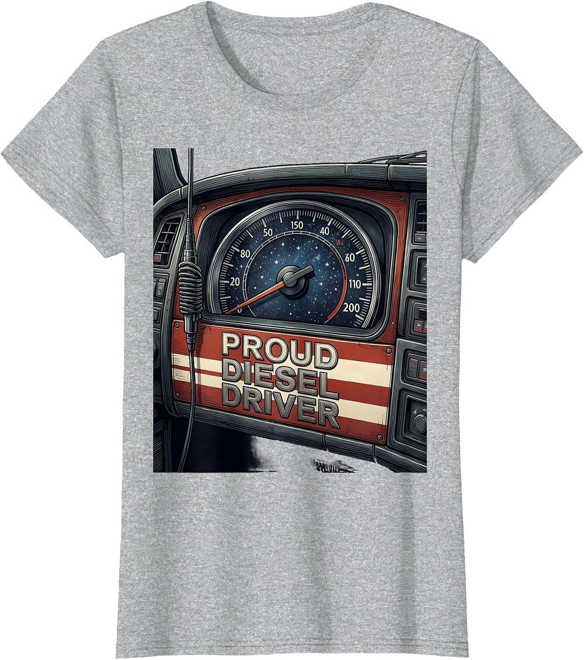 Women's Proud Diesel Driver Patriotic Trucker Semi Truck Driver Gift T-Shirt - Heather Grey