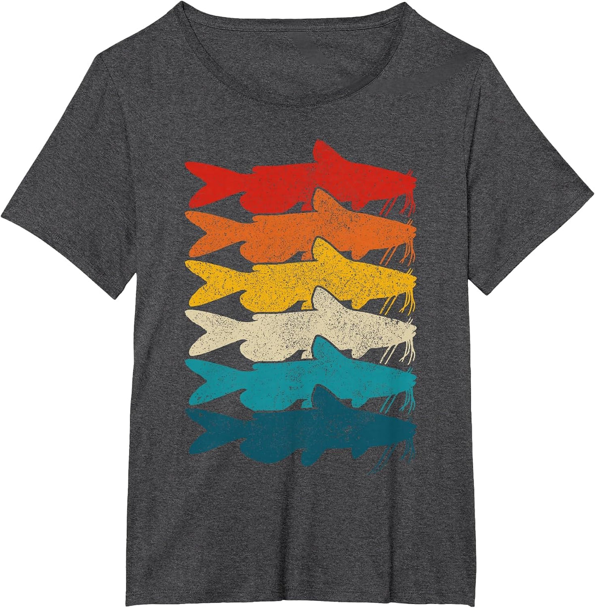 Channel Catfish Vintage Fish Catfish Fishing T-Shirt - Dark Heather Grey