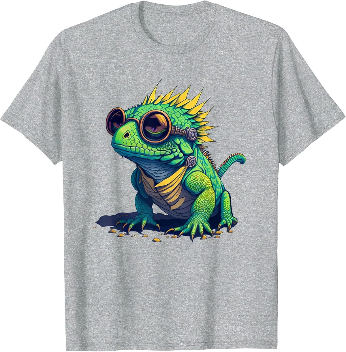 Funny Chameleon with Sunglases Lizzard Reptile T-Shirt - Heather Grey