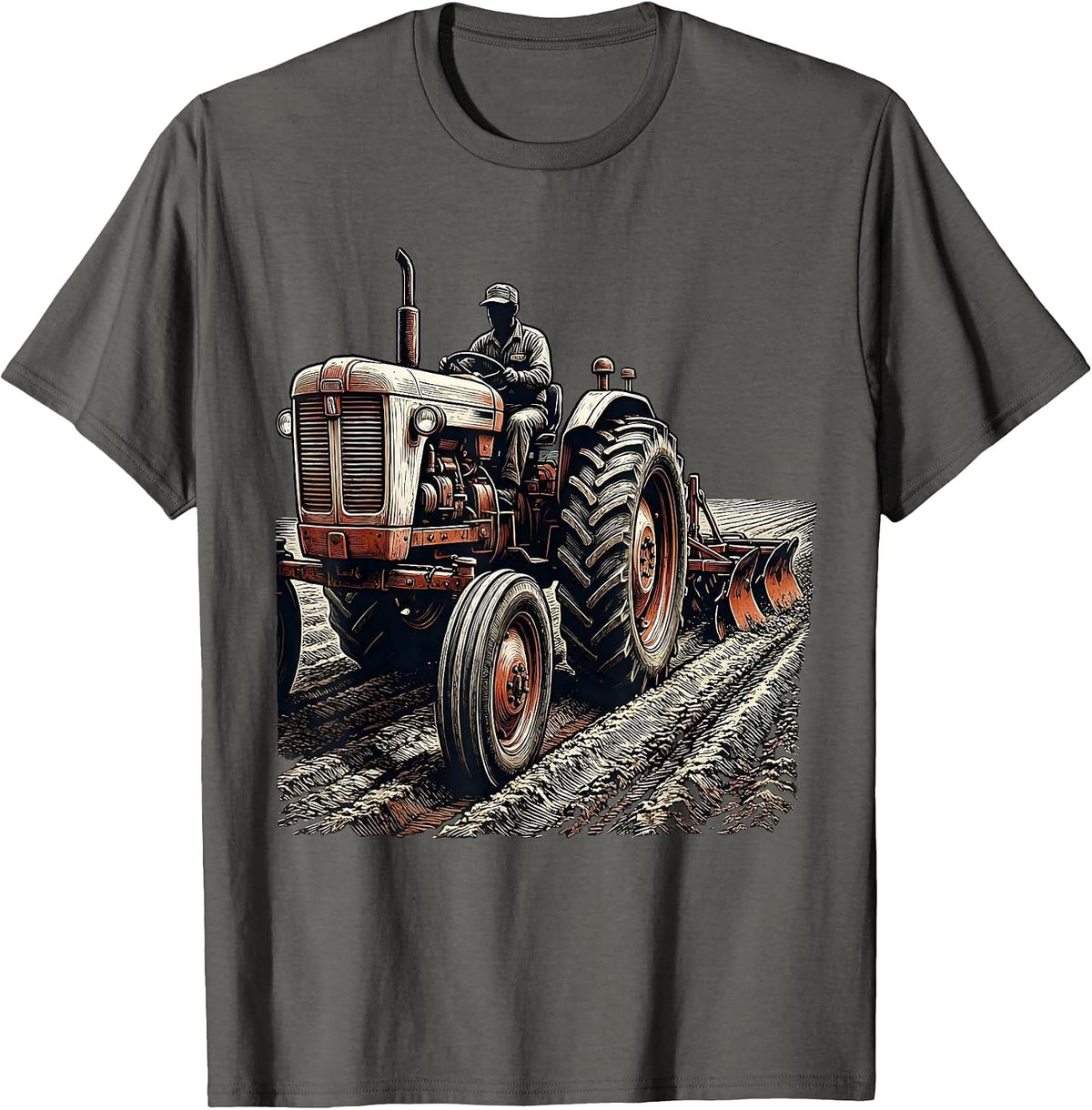 Men's Vintage Tractor Farm Pride Farmer Nostalgia T-Shirt - Asphalt Grey