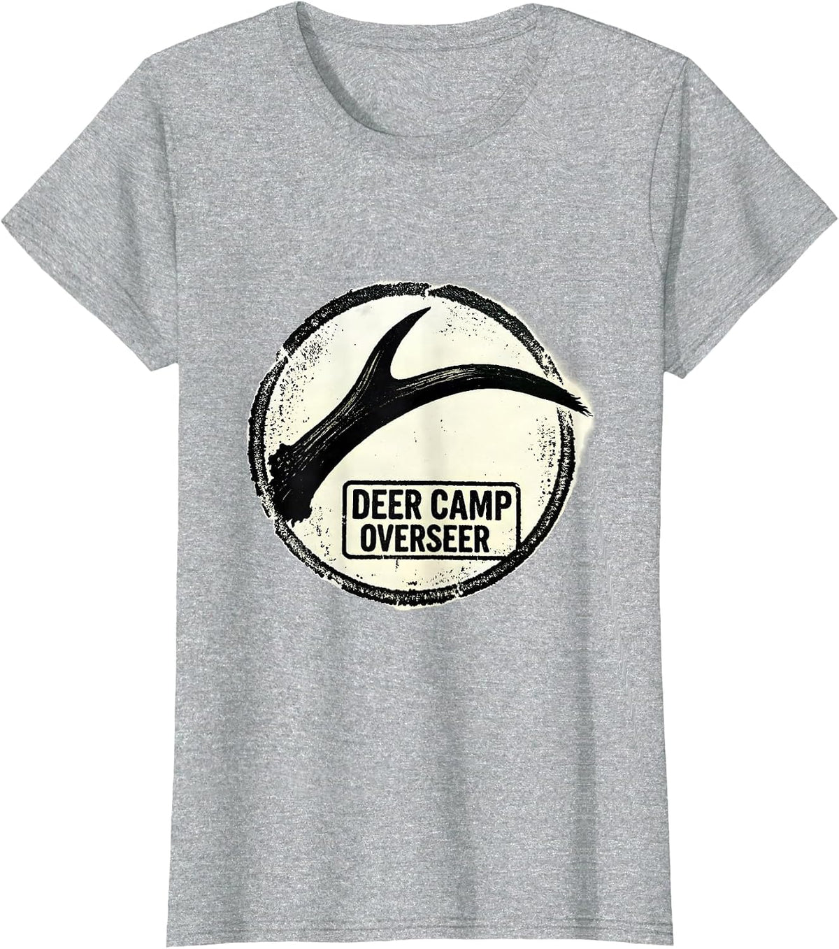 Deer Camp Overseer Patriotic Camo Deer Hunter Dad Gift T-Shirt - Heather Grey