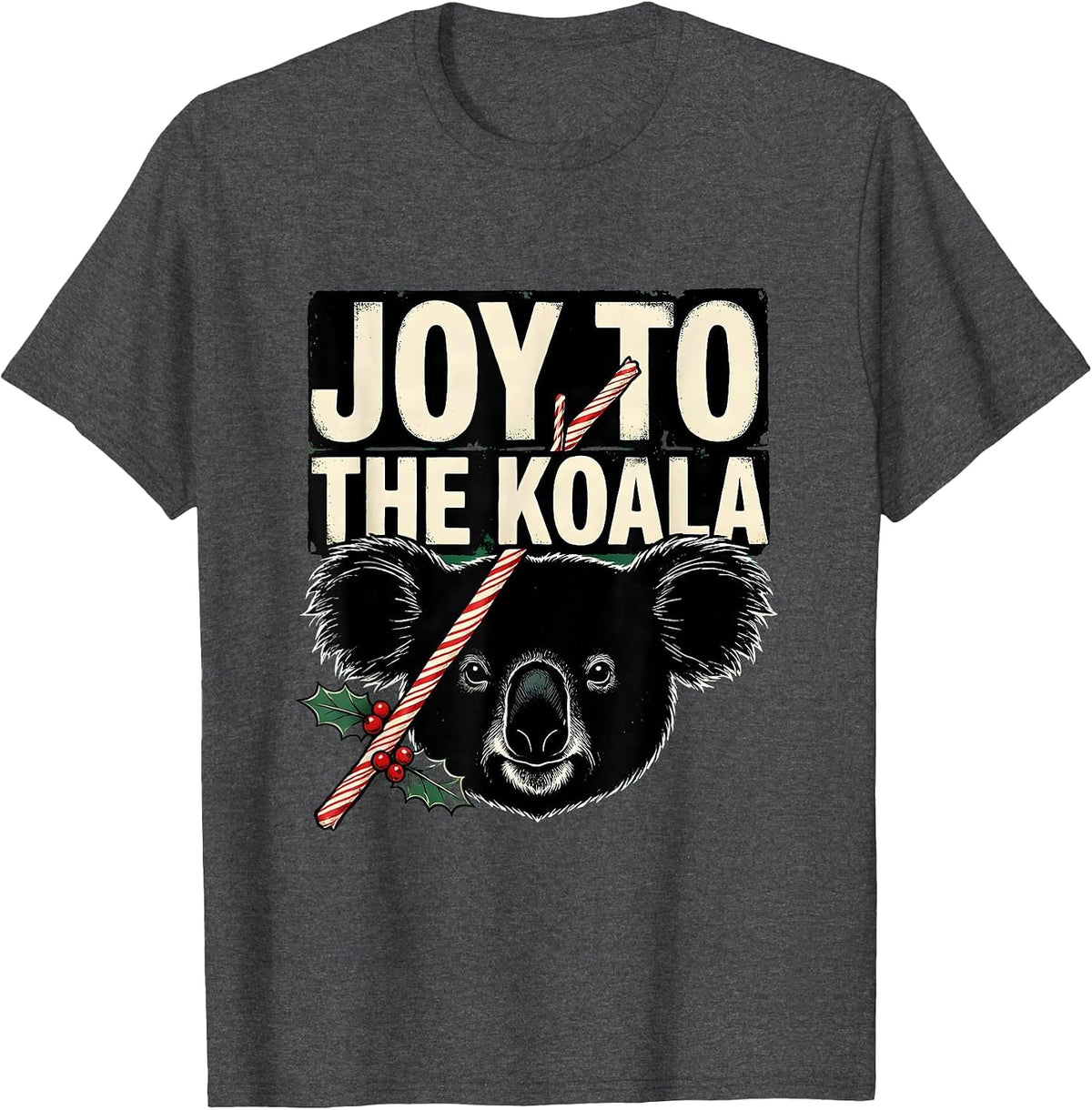 Men's Joy To The Koala Funny Koala Lover Christmas Pun Gift T-Shirt - Dark Heather Grey