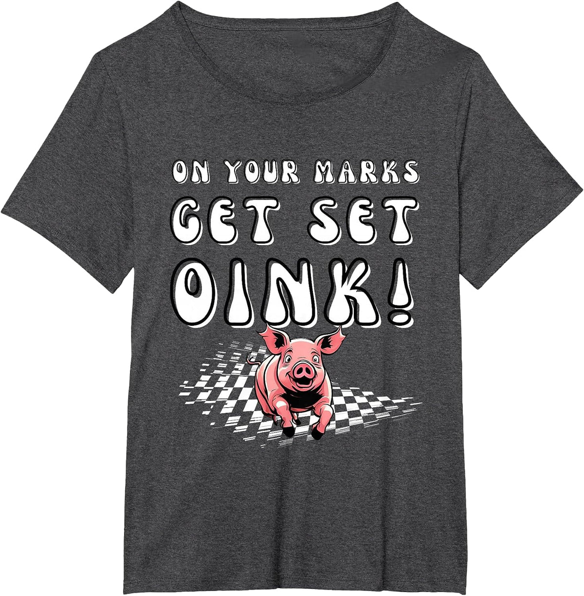 Pig Race Team Pig Running Team Funny Pic Racing T-Shirt - Dark Heather Grey