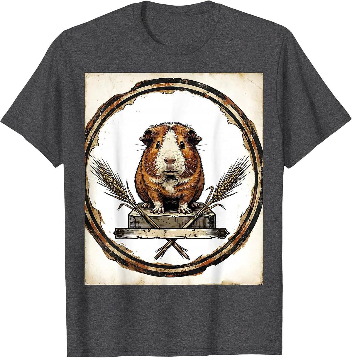 Men's Guinea Pig Vintage Pet Lover Funny Animal Humor T-Shirt - Dark Heather Grey