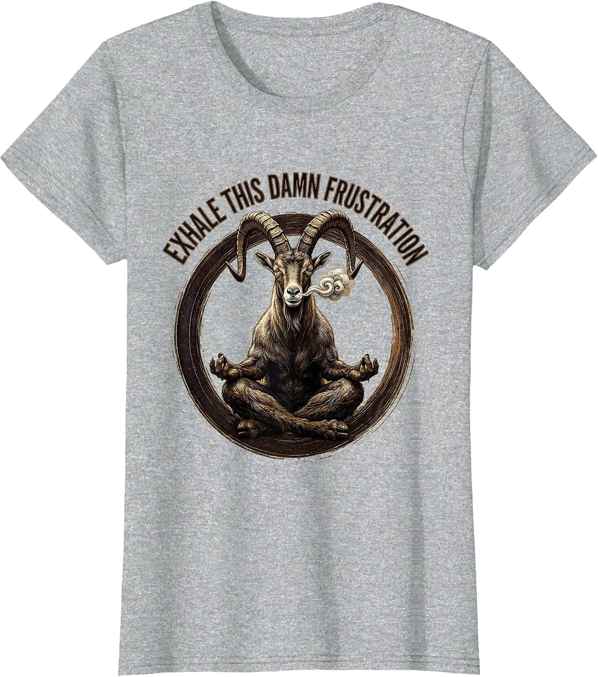 Exhale This Damn Frustration Funny Yoga Meditation Spiritual T-Shirt - Heather Grey