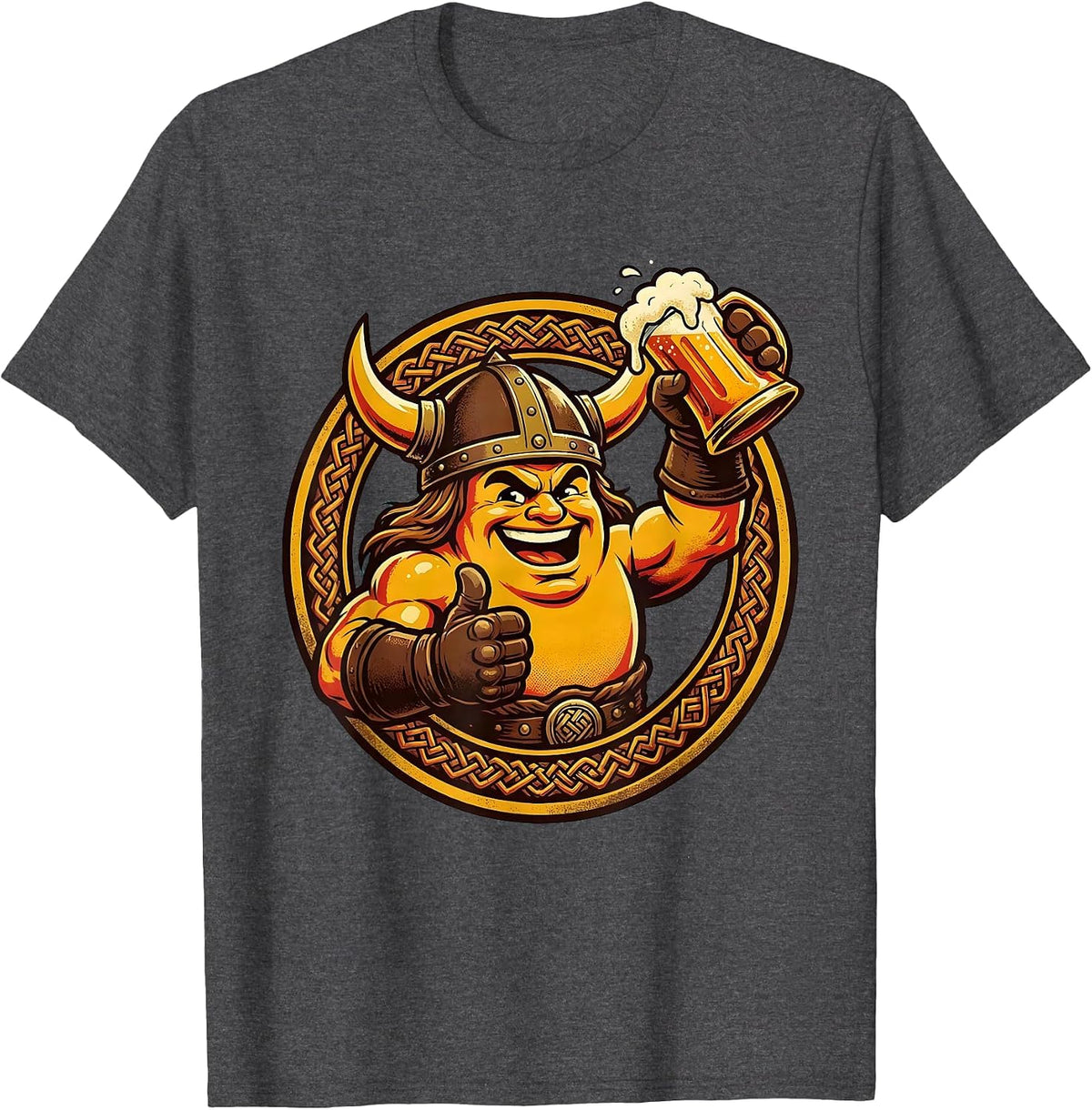 Men's Viking Warrior Beer Toast Graphic Tee T-Shirt - Dark Heather Grey