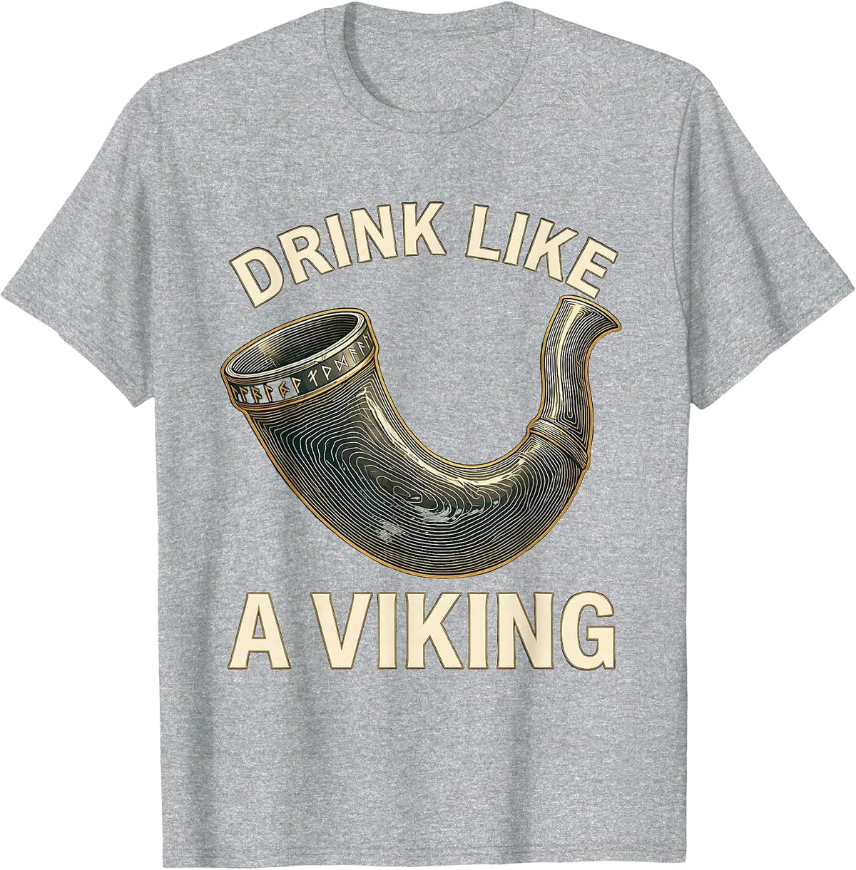 Men's Drink Like a Viking Norse Warrior Design T-Shirt - Heather Grey