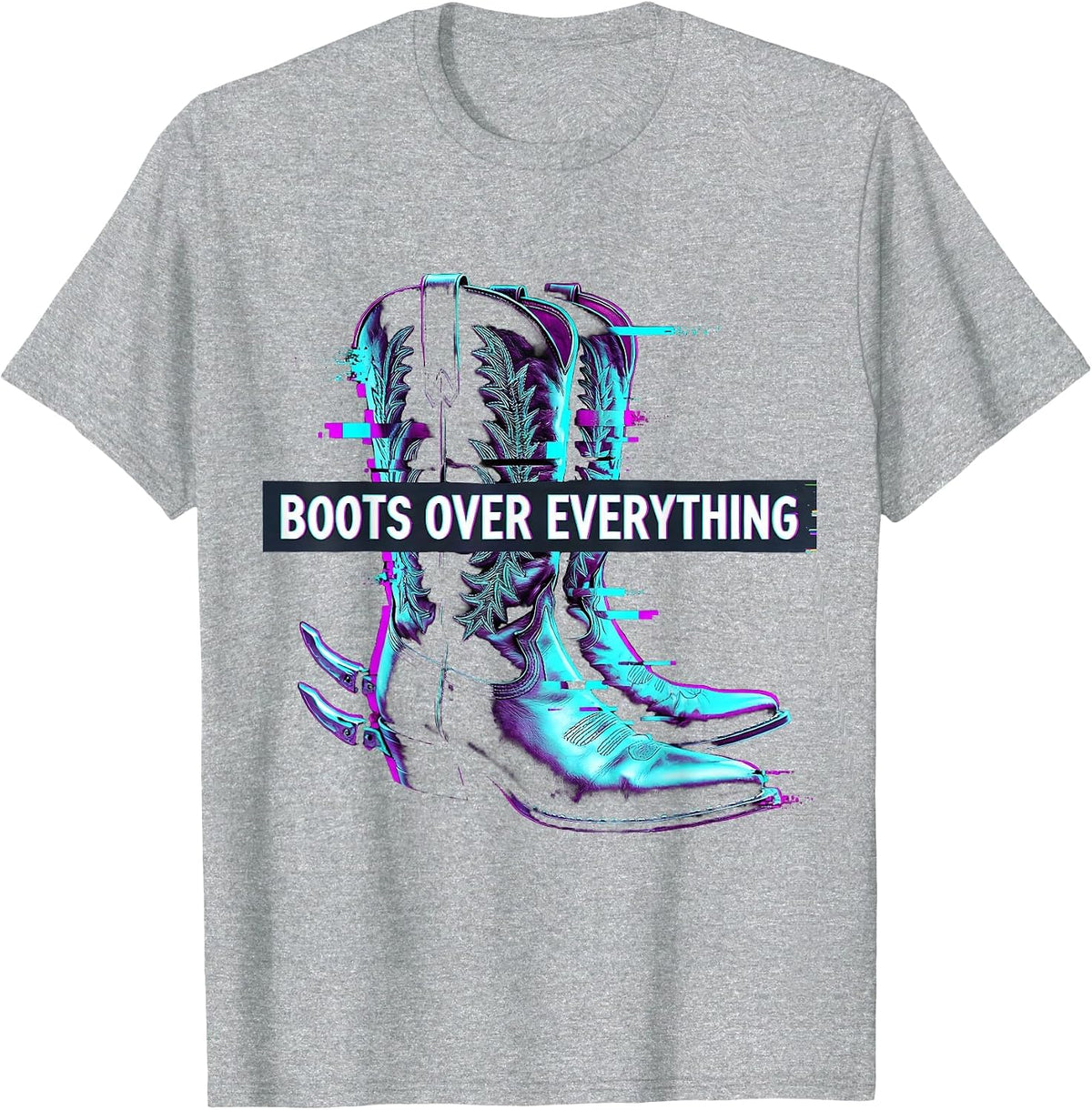 Men's Boots Over Everything Western Cowboy Design T-Shirt - Heather Grey