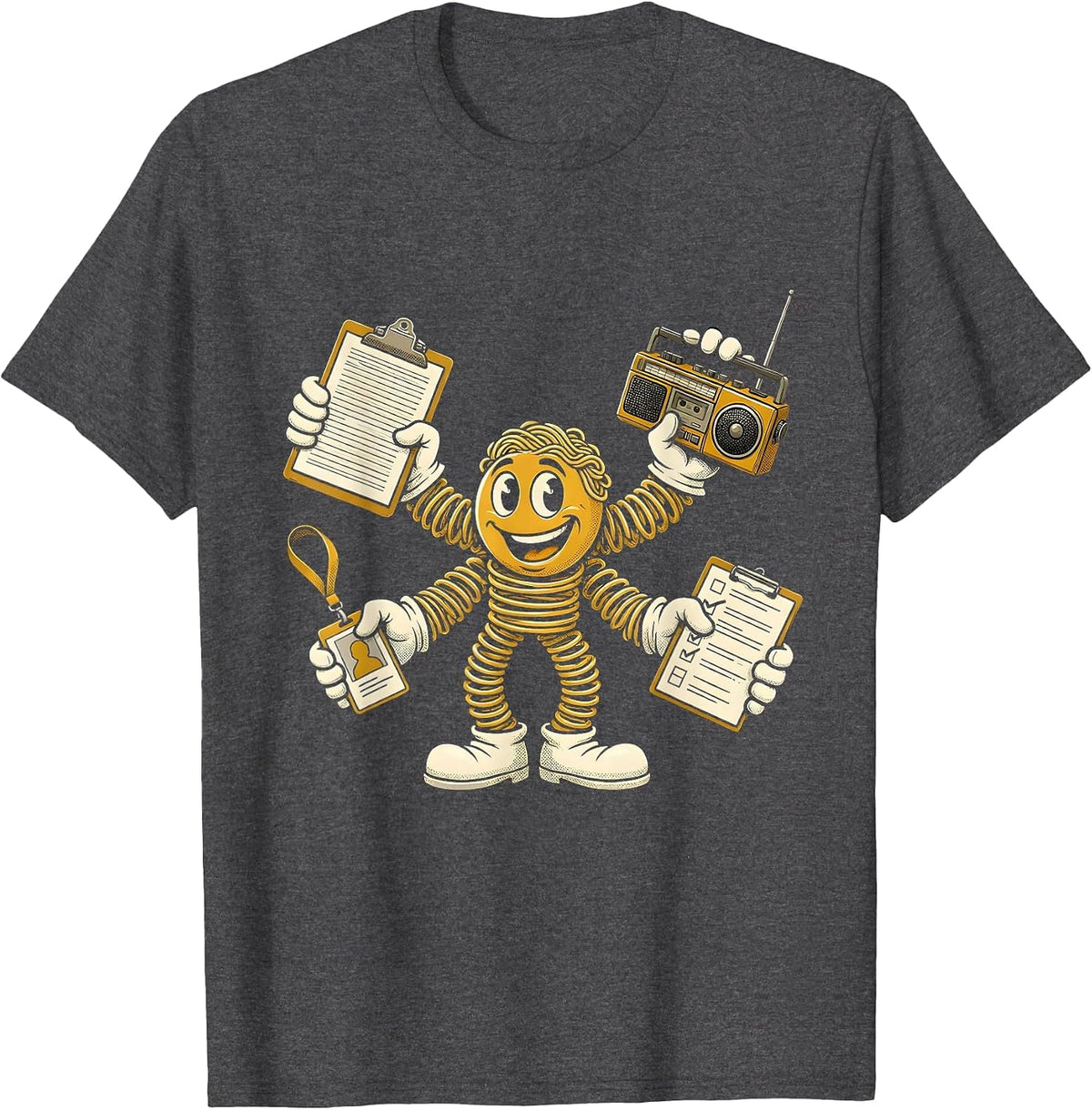Aide Multitasking Retro Cartoon Para Normal Activities T-Shirt - Dark Heather Grey