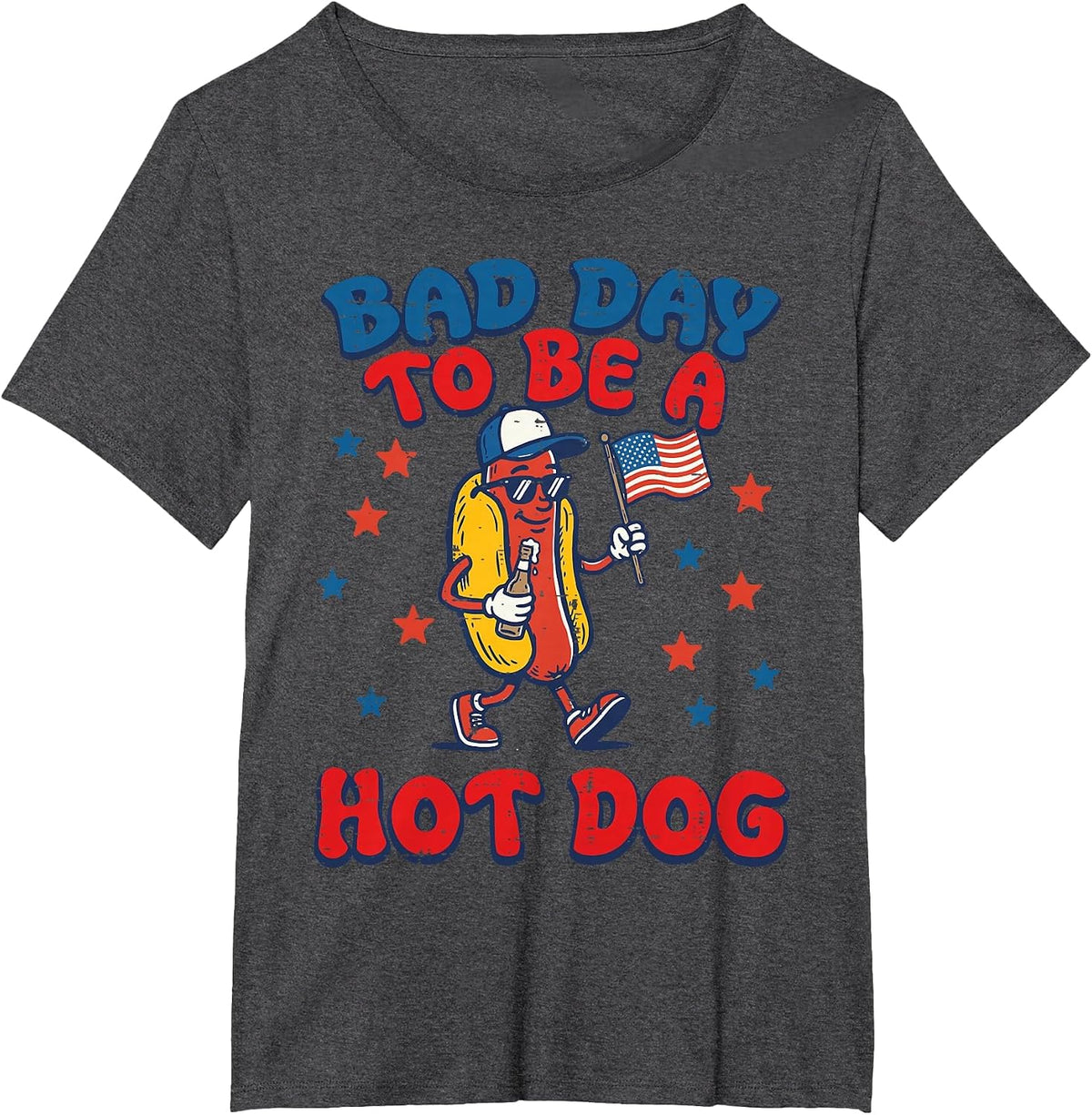 Bad Day to Be Hotdog US Flag Funny 4th of July Men Women Kid T-Shirt - Dark Heather Grey