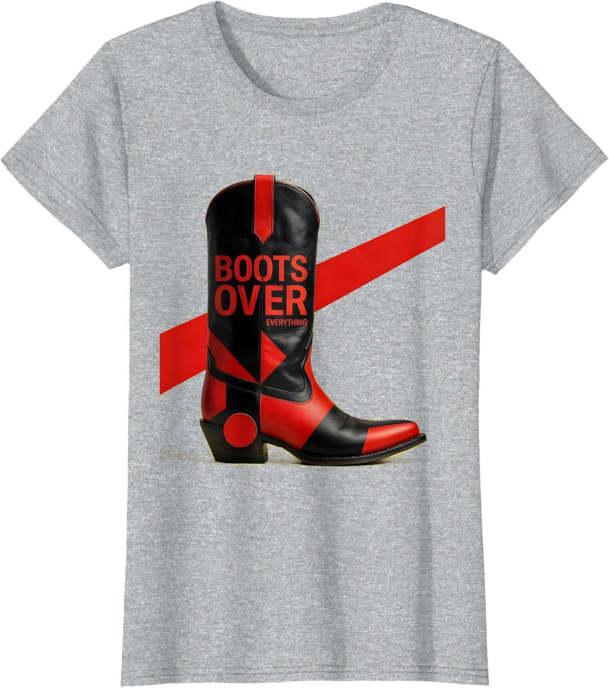 Women's Boots Over Everything Western Pride Design T-Shirt - Heather Grey