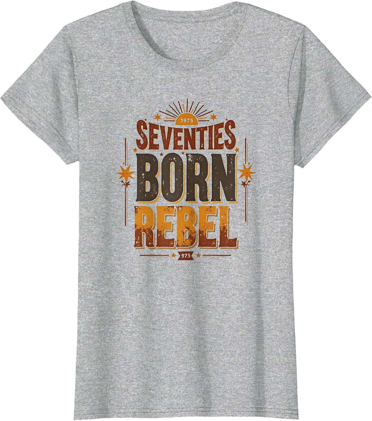 Seventies Born Rebel Vintage 1975 Design T-Shirt - Heather Grey