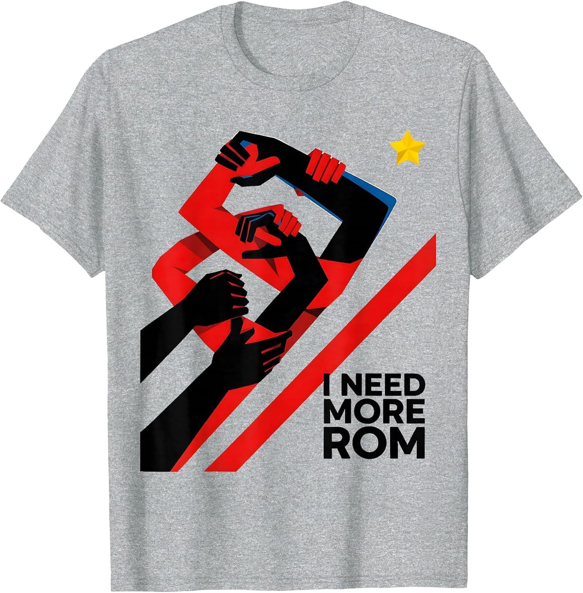 Men's I Need More ROM Bauhaus Modernist Funny Physical Therapist T-Shirt - Heather Grey