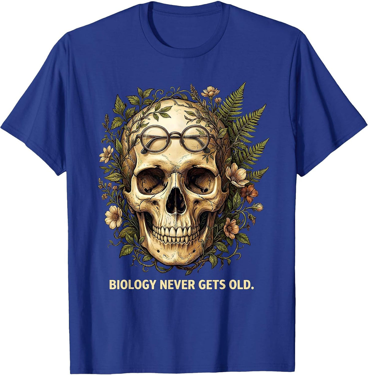Biology Never Gets Old Science Teacher Design T-Shirt - Royal Blue