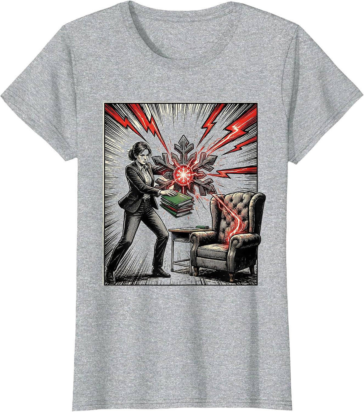 Teacher Winter Break Earned Rest Comic Book Humor T-Shirt - Heather Grey