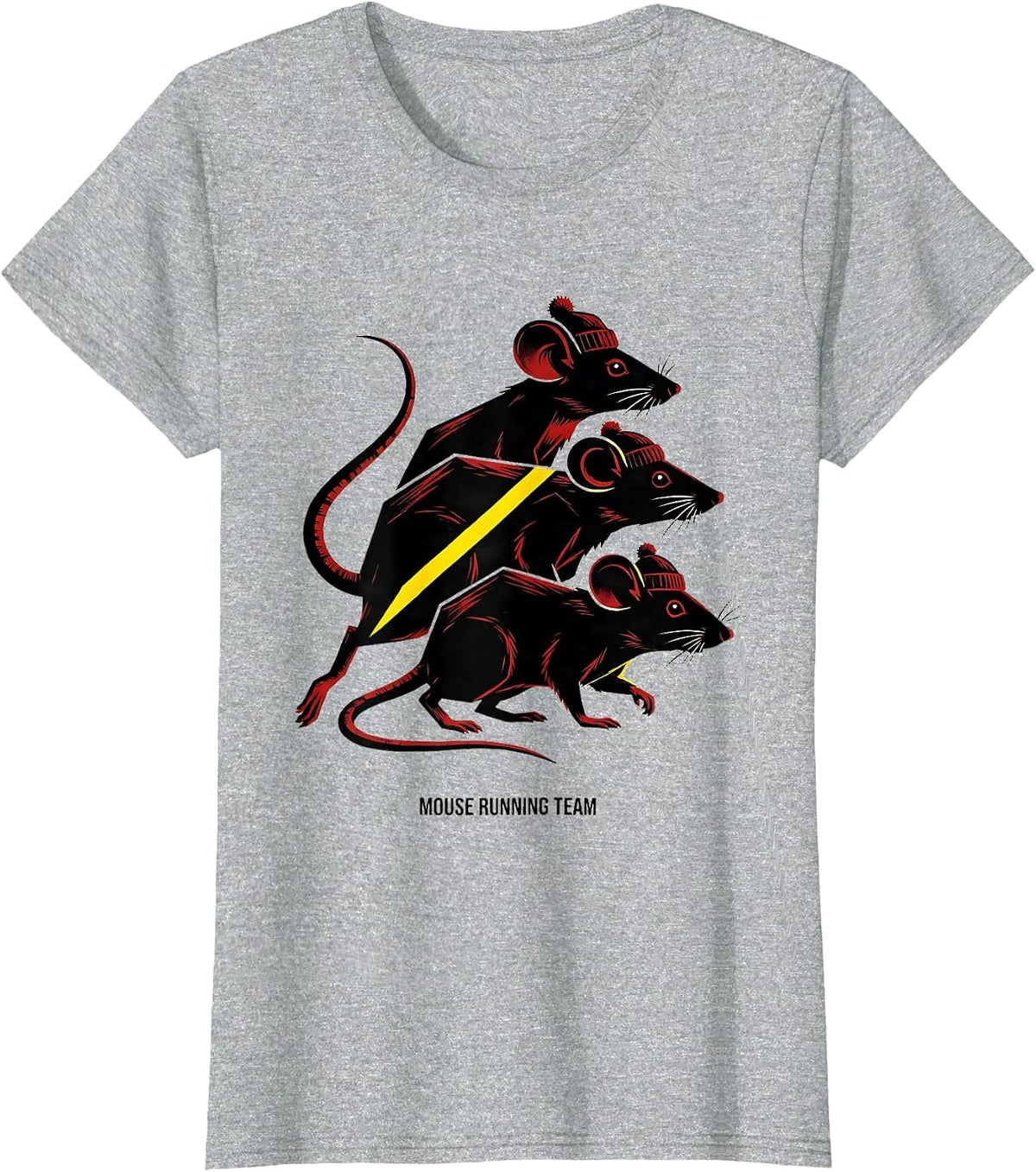 Mouse Running Team Funny Christmas Fun Run Runner Squad T-Shirt - Heather Grey