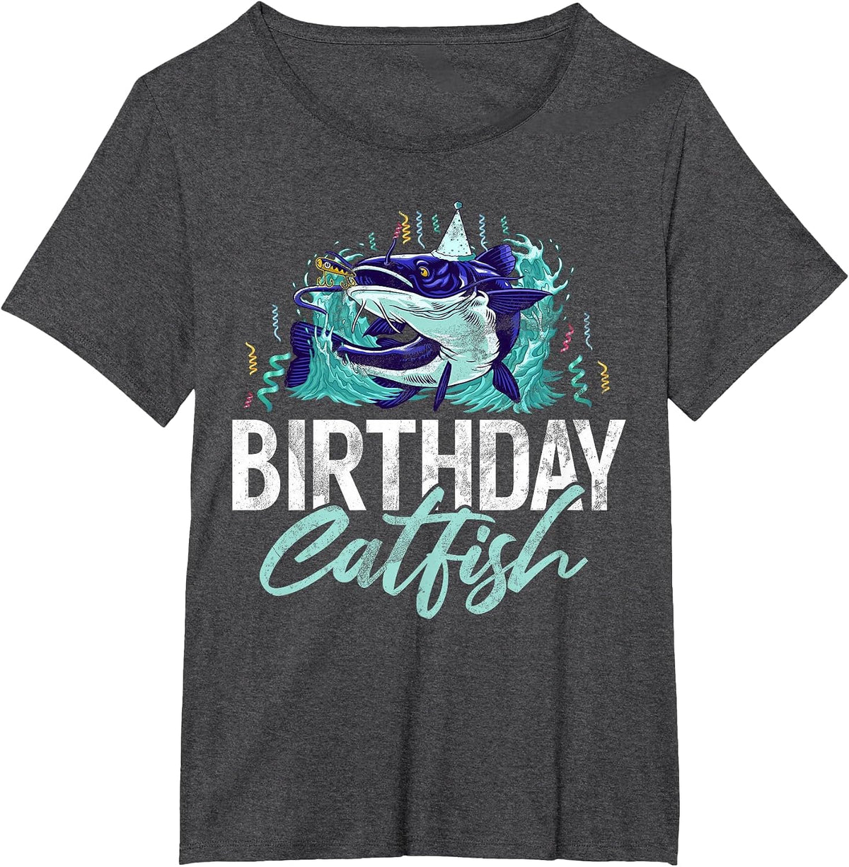 Birthday Catfish T-Shirt - Dark Heather Grey