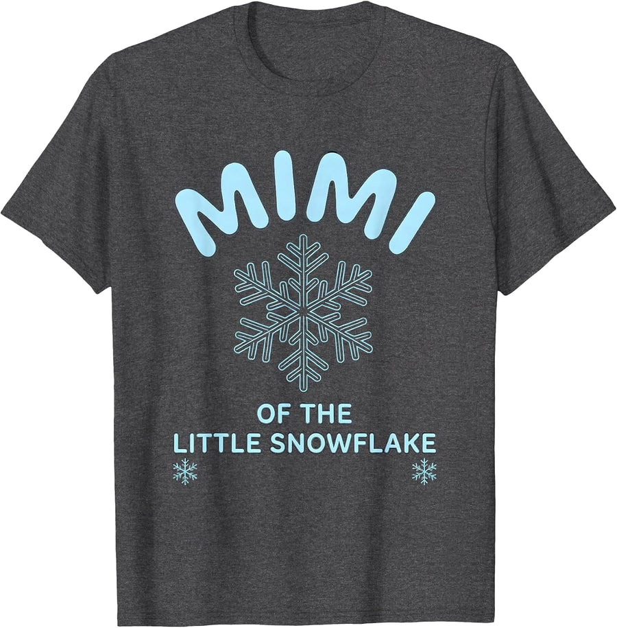 Men's Mimi Of The Little Snowflake Christmas Baby Shower Family T-Shirt - Dark Heather Grey
