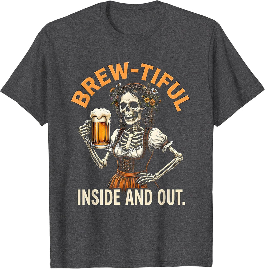 Men's Brew-tiful Inside And Out Oktoberfest Design T-Shirt - Dark Heather Grey