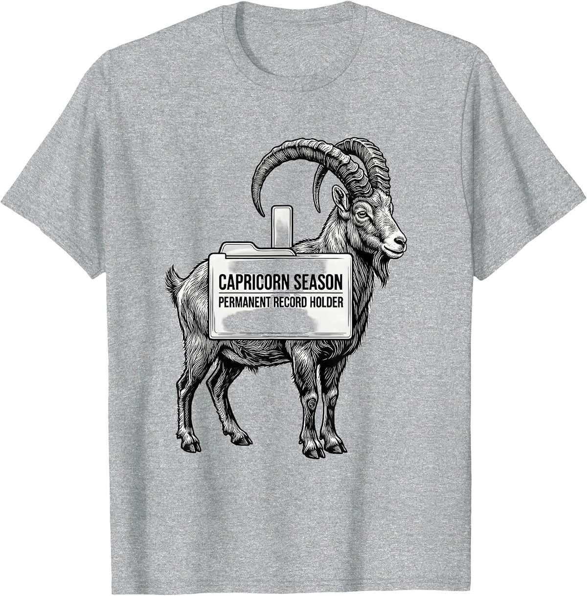 Men's CAPRICORN SEASON: PERMANENT RECORD HOLDER Zodiac T-Shirt - Heather Grey