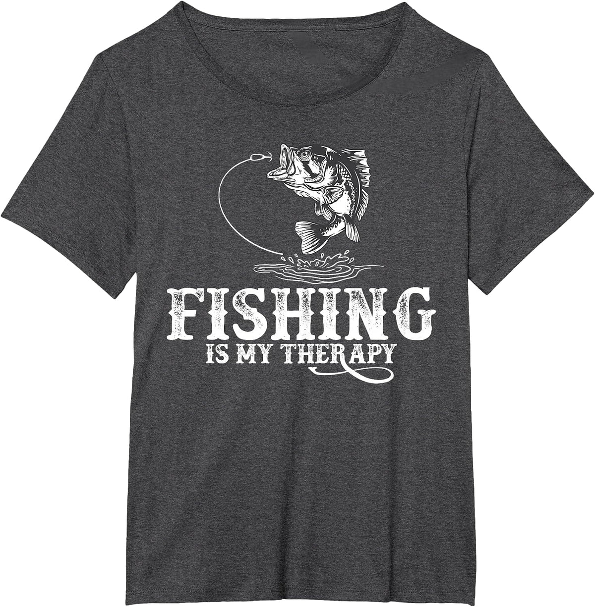 Fishing is My Therapy Funny Fishermen T-Shirt - Dark Heather Grey