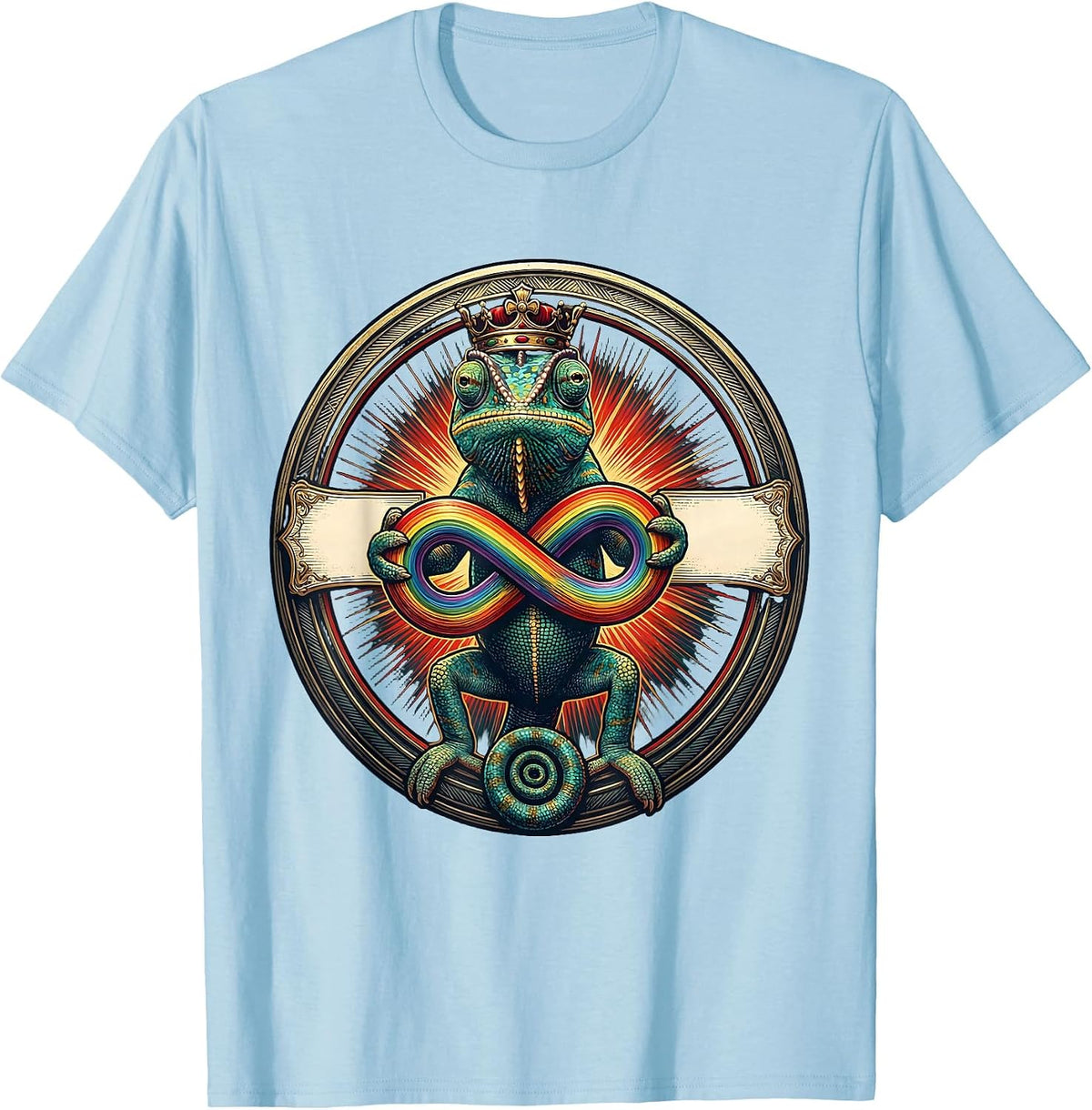 Men's Crowned Chameleon Monarch Meme Funny Autistic Humor T-Shirt - Baby Blue