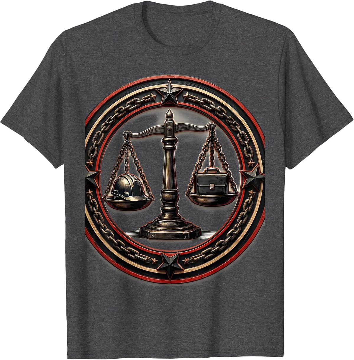 Equal Rights Labor Day Balance Scale Graphic T-Shirt - Dark Heather Grey