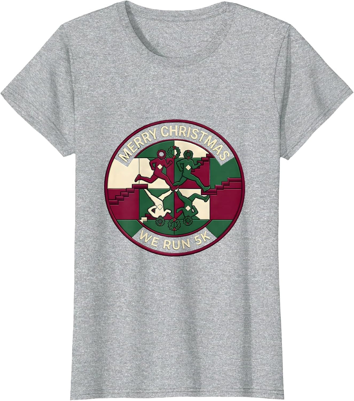 Merry Christmas, We Run 5K Funny Christmas 5K Squad Run T-Shirt - Heather Grey