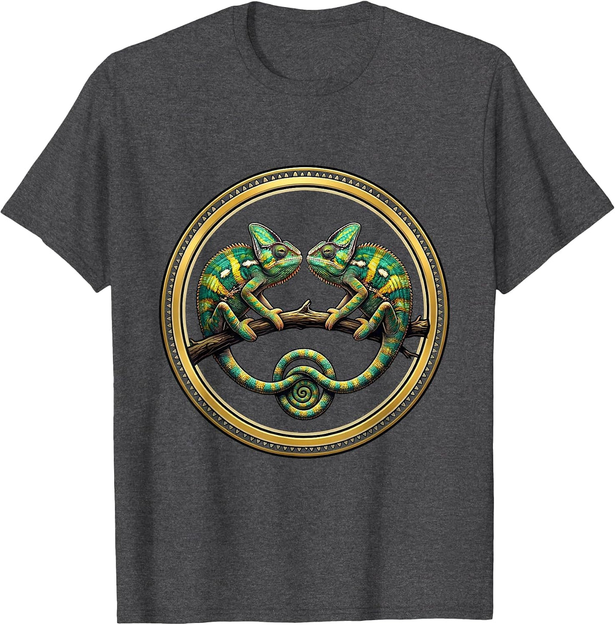 Twin Day Matching Chameleons Spirit Week Design T-Shirt - Dark Heather Grey