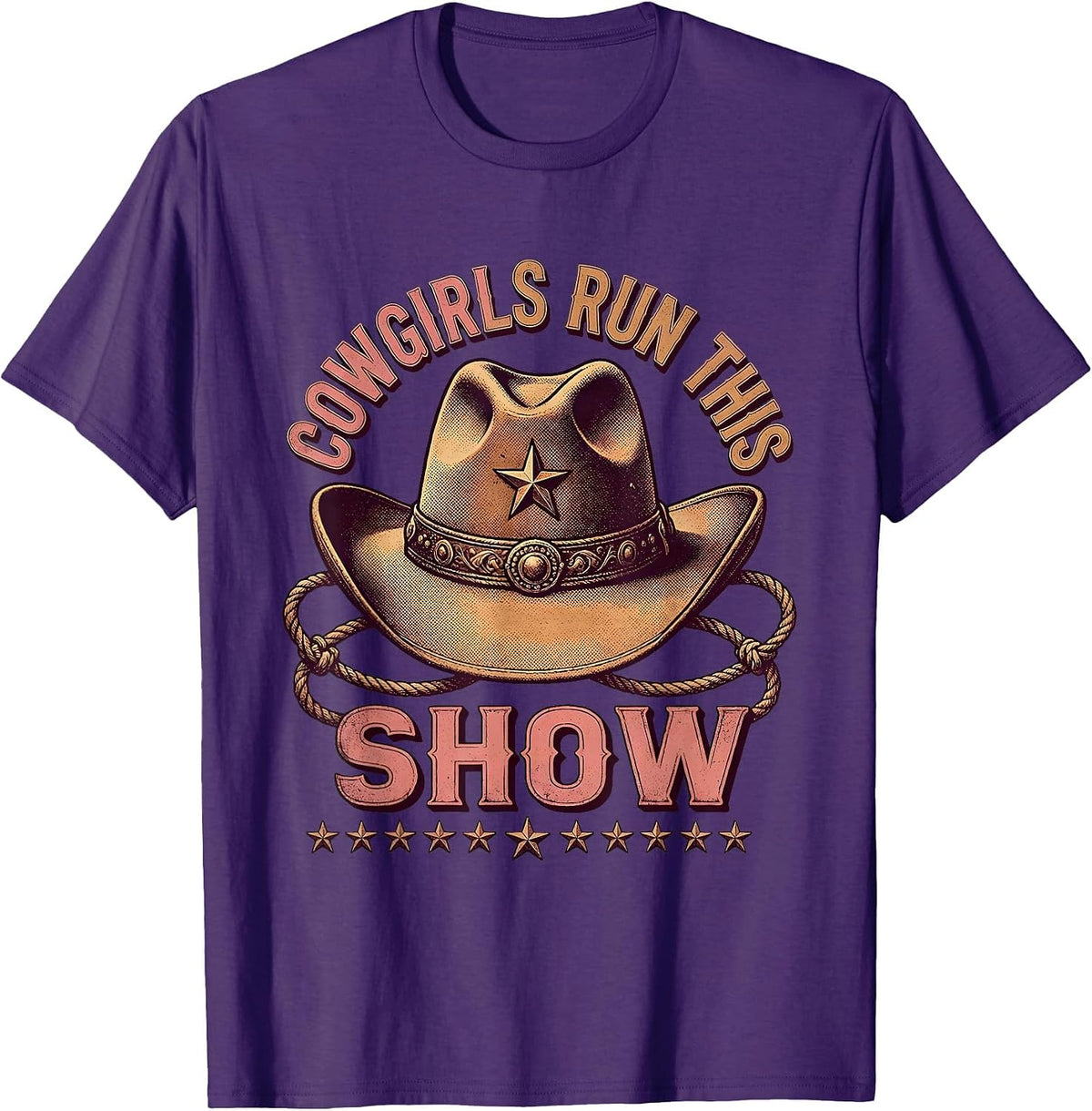 Men's Cowgirls Run This Show Rodeo Graphic Design T-Shirt - Purple