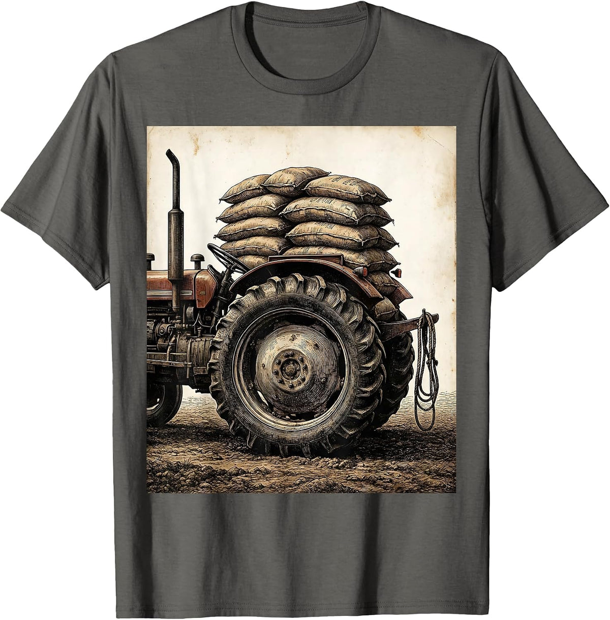 Vintage Farm Tractor Farmer Pride T-Shirt - Asphalt Grey