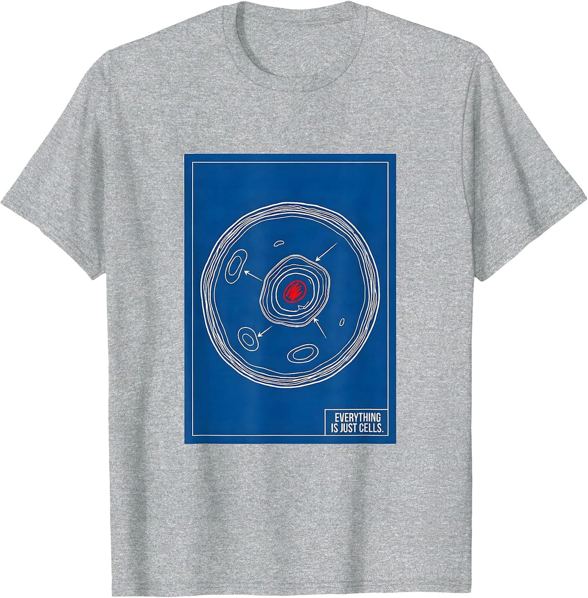 Men's Everything Is Just Cells Technical Blueprint Biology Teacher T-Shirt - Heather Grey