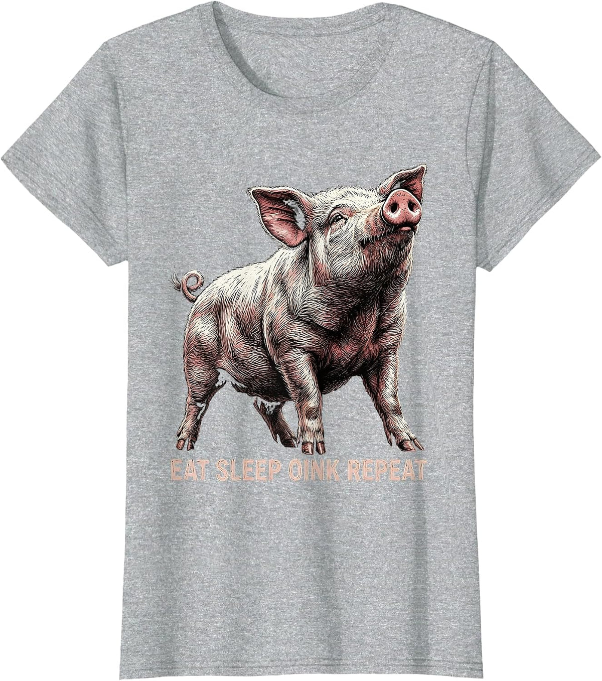 Eat Sleep Oink Repeat Funny Pig Lover Design T-Shirt - Heather Grey