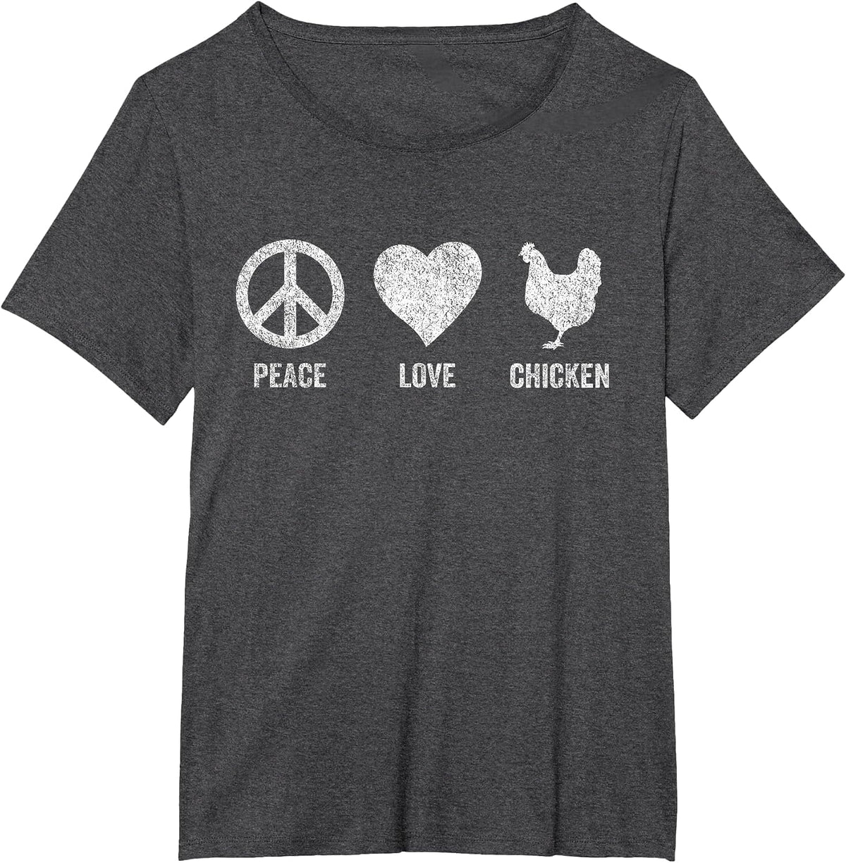 Peace Love Chicken Lover Funny Chicken Quote Retro T-Shirt - Dark Heather Grey