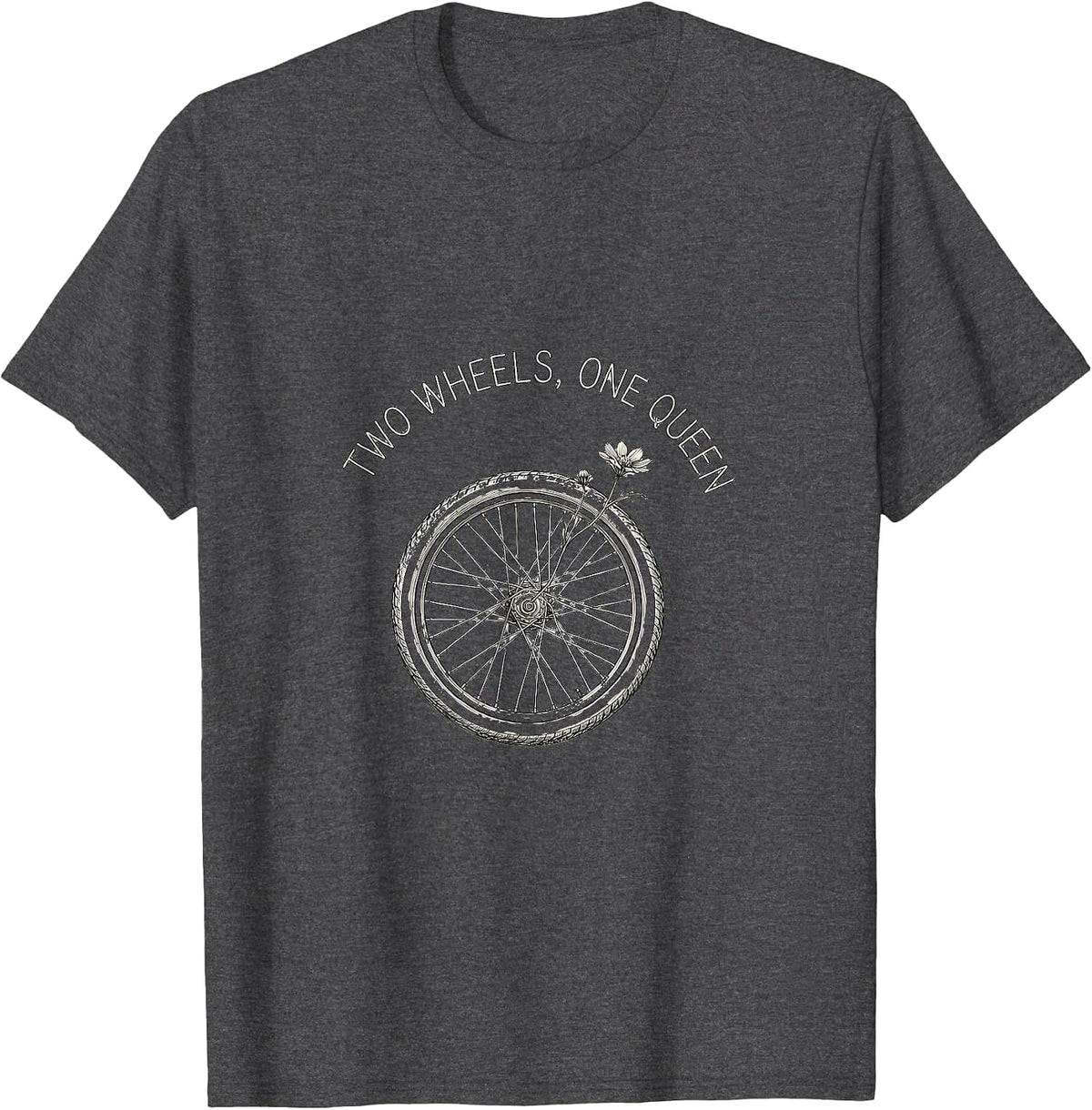 Men's Two Wheels One Queen Motorcycle Rider Design T-Shirt - Dark Heather Grey