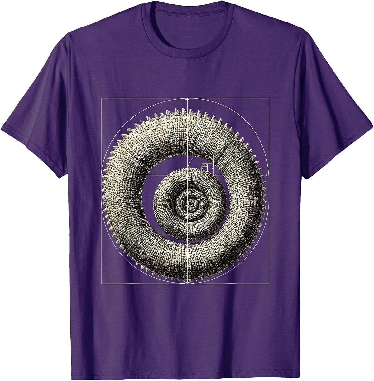 Men's Coiled Chameleon Tail Sacred Geometry Math Lover Design T-Shirt - Purple