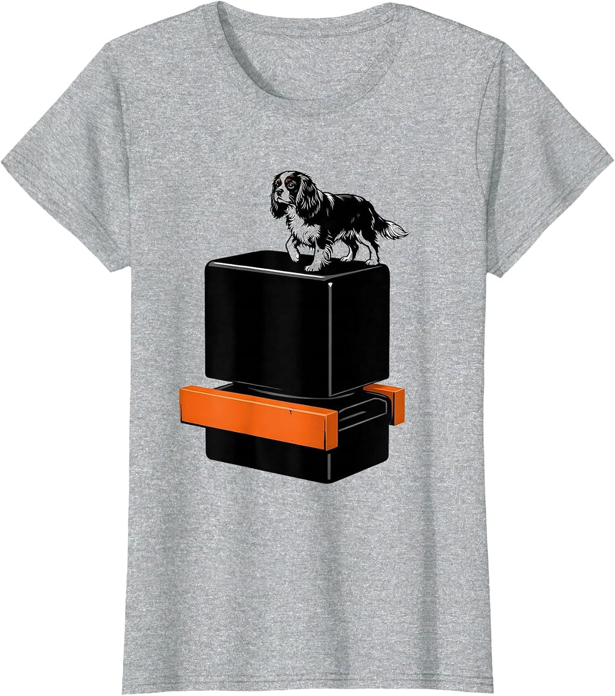Women's Cavalier Spaniel Lever Block Dad Humor Pet Lover T-Shirt - Heather Grey