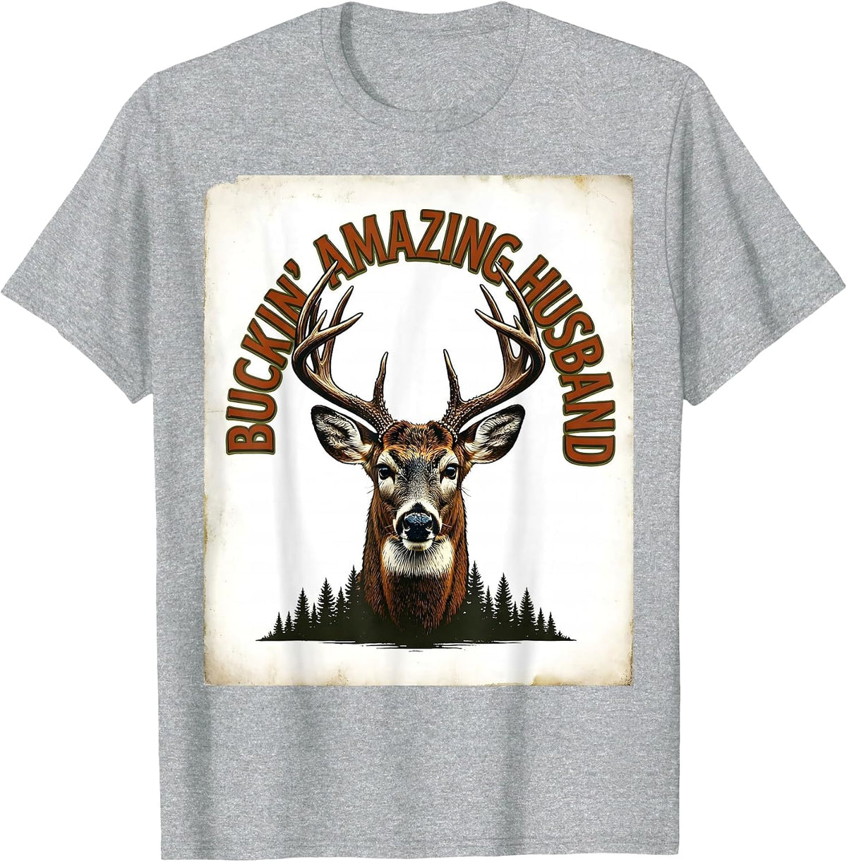 Men's Buckin' Amazing Husband Vintage Funny Hunting Dad Humor T-Shirt - Heather Grey