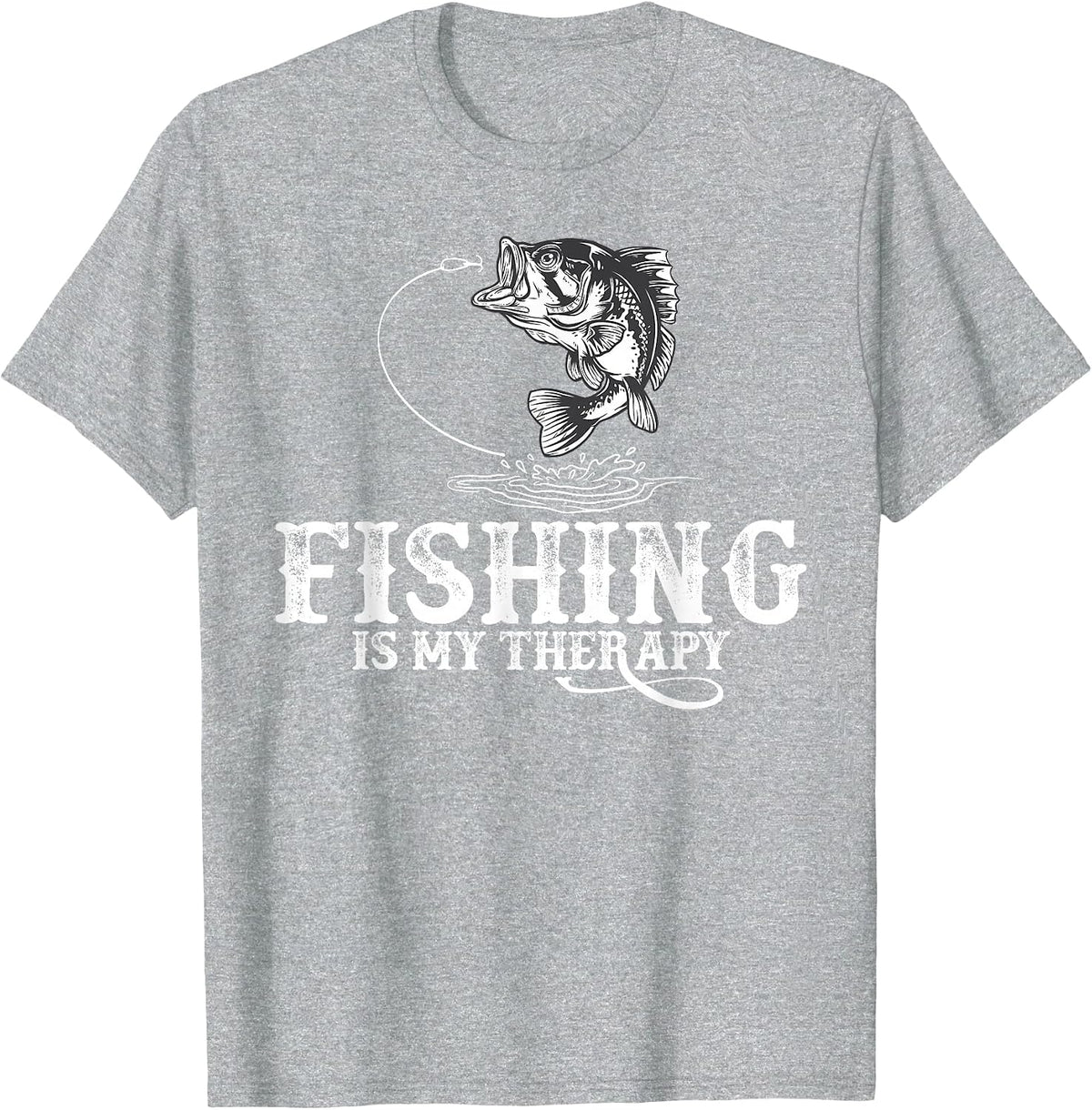Fishing is My Therapy Funny Fishermen T-Shirt - Heather Grey