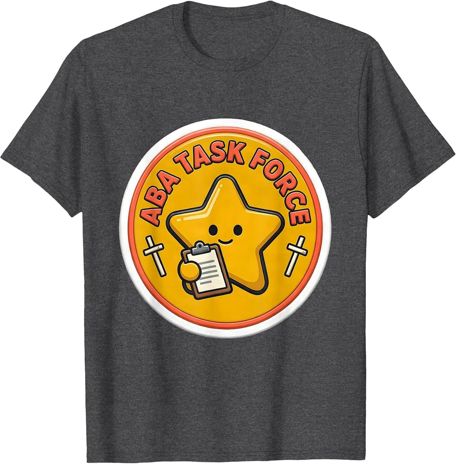 Men's ABA Task Force Retro Humor Behavior Analyst RBT ABA T-Shirt - Dark Heather Grey