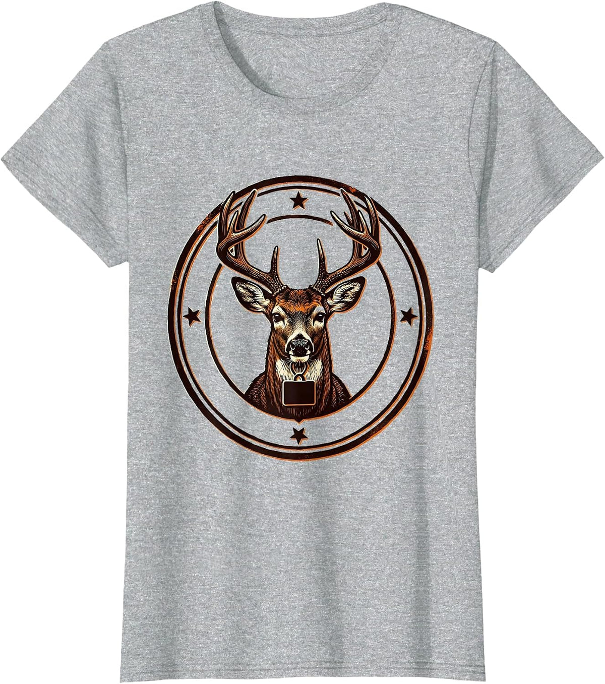 Sealed Buck Head Badge Deer Hunting Dad Humor T-Shirt - Heather Grey